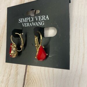 Simply Vera Vera Wang Red and Gold Tear Drop Earrings NWT